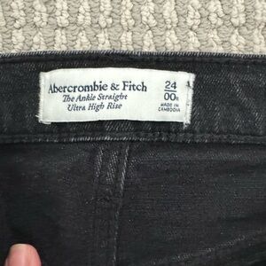 ankle straight ultra high rise black distressed denim